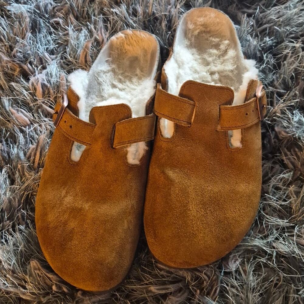 Birkenstock Boston Shearling Clogs in Ming/Natural Size 9/9.5 - Picture 2 of 6